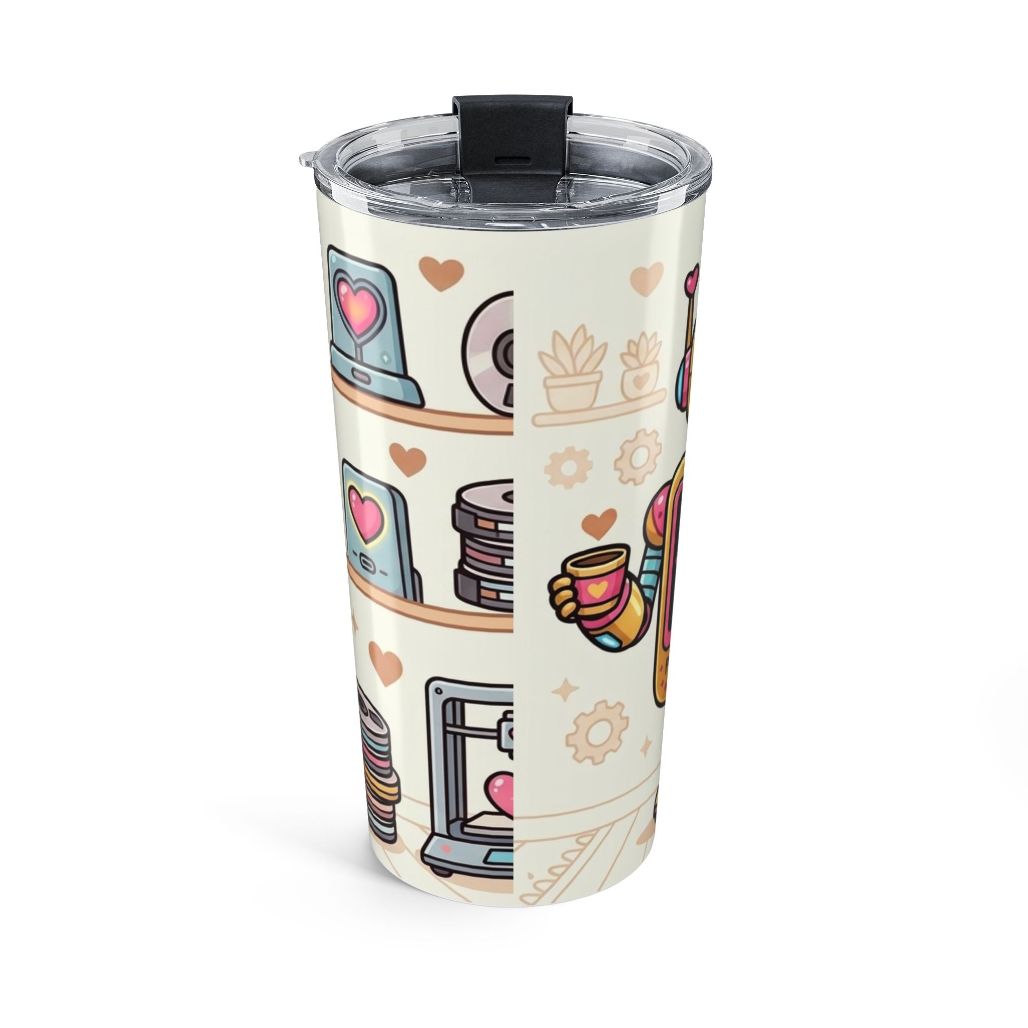 20oz Robot Love Tumbler — Cute Retro Robot Design Travel Mug