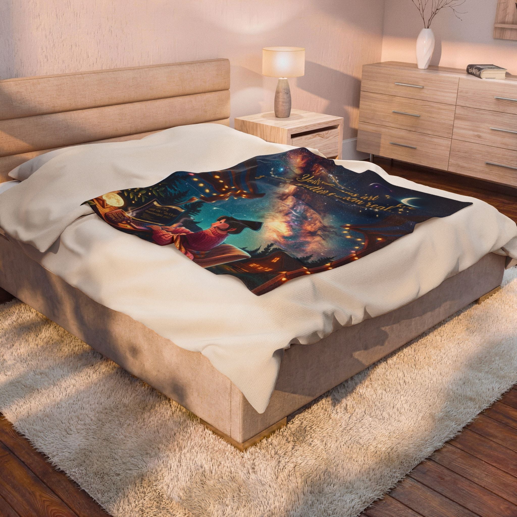 Velveteen Plush Blanket - “Your Dreams Are Written in the Stars, but Your Code Makes Them Real” Cozy Programmer Throw