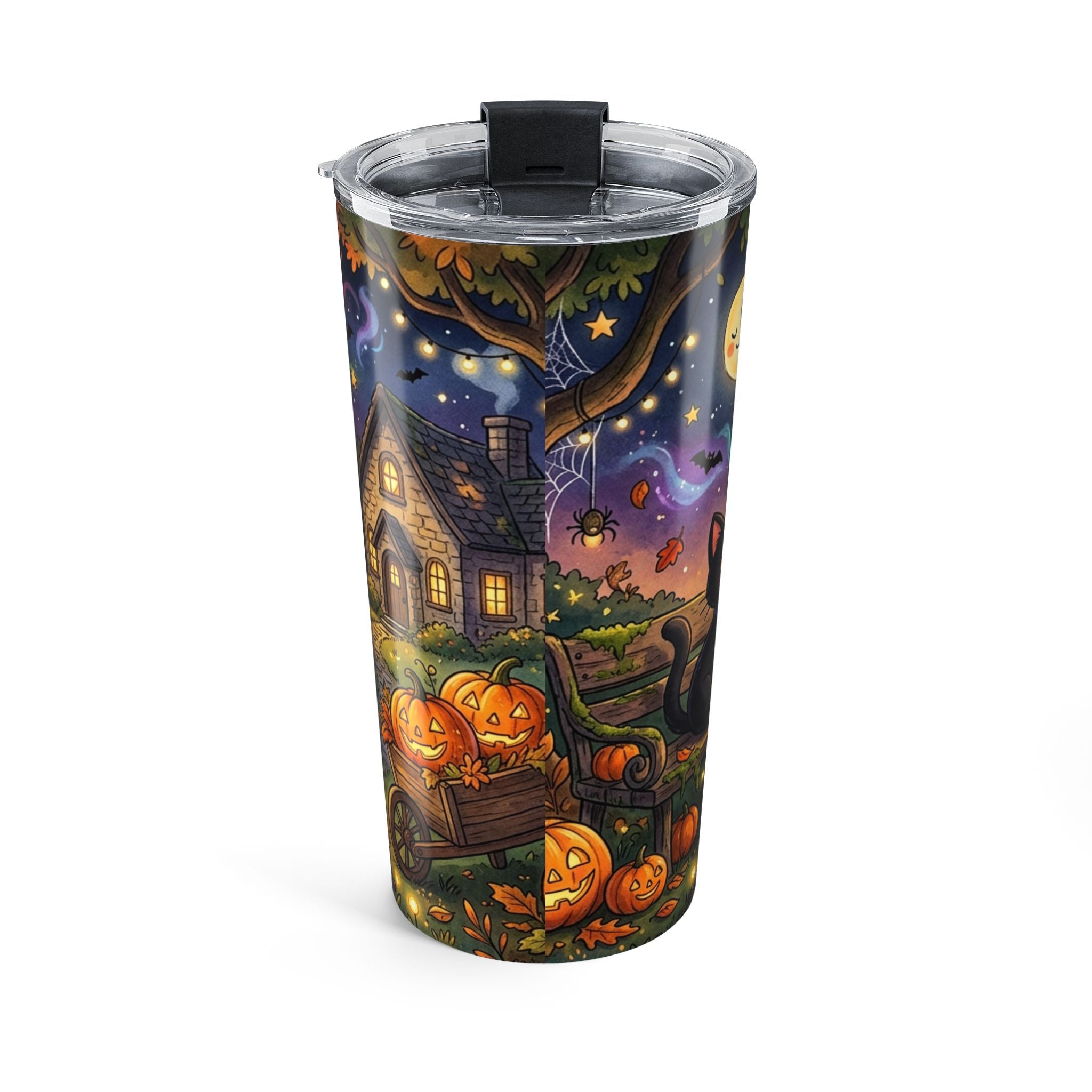 20oz Halloween Tumbler – "Where Sparkles and Spooks Make Everything Shine" Ghost & Pumpkin Travel Mug