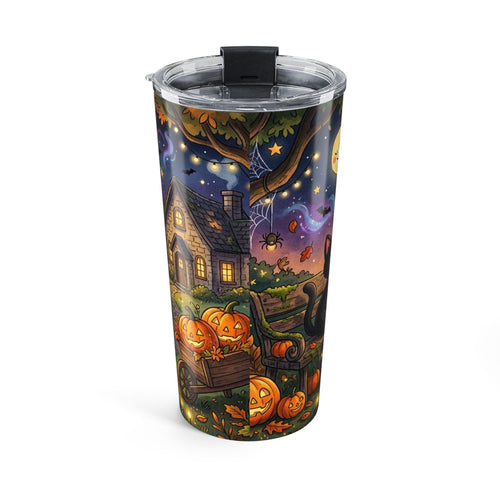20oz Halloween Tumbler – "Where Sparkles and Spooks Make Everything Shine" Ghost & Pumpkin Travel Mug