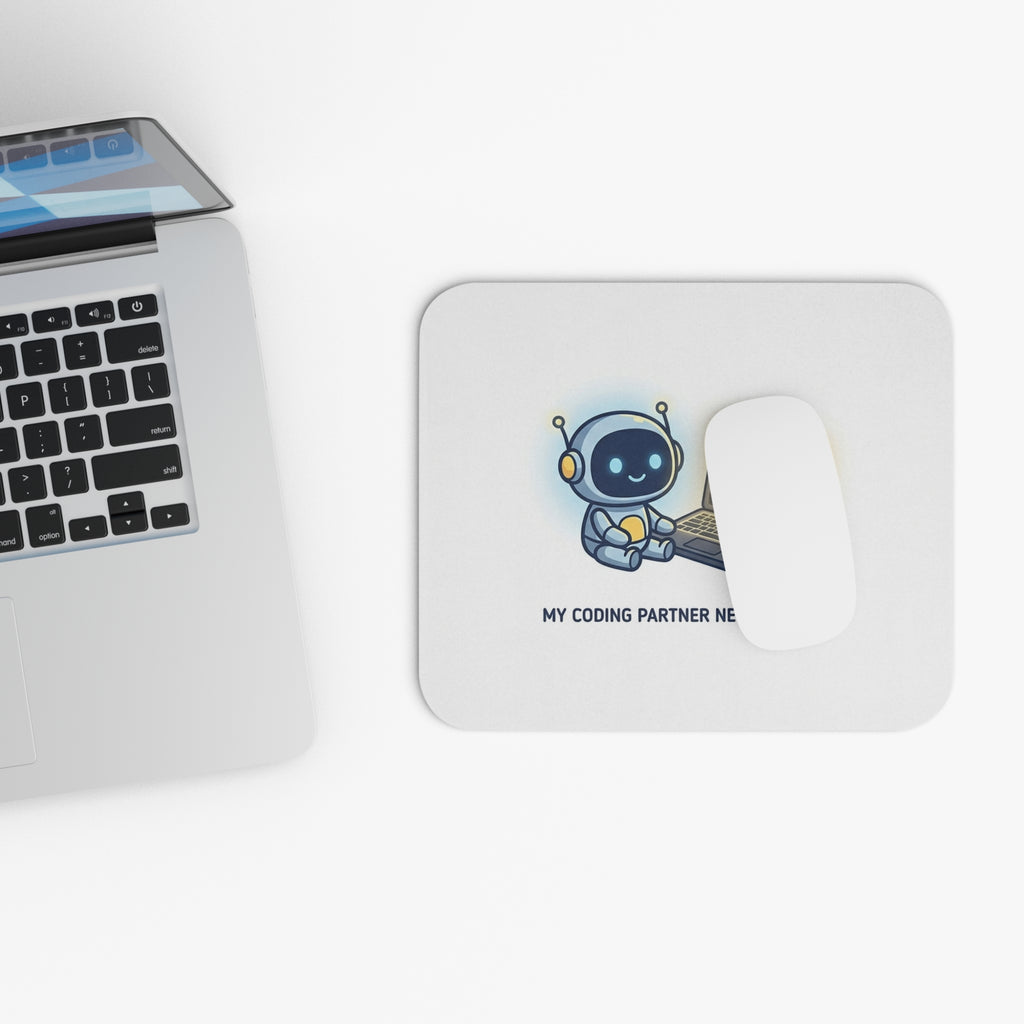 Coding Partner Mouse Pad — 'My Coding Partner Never Sleeps' Desk Mat for Programmers