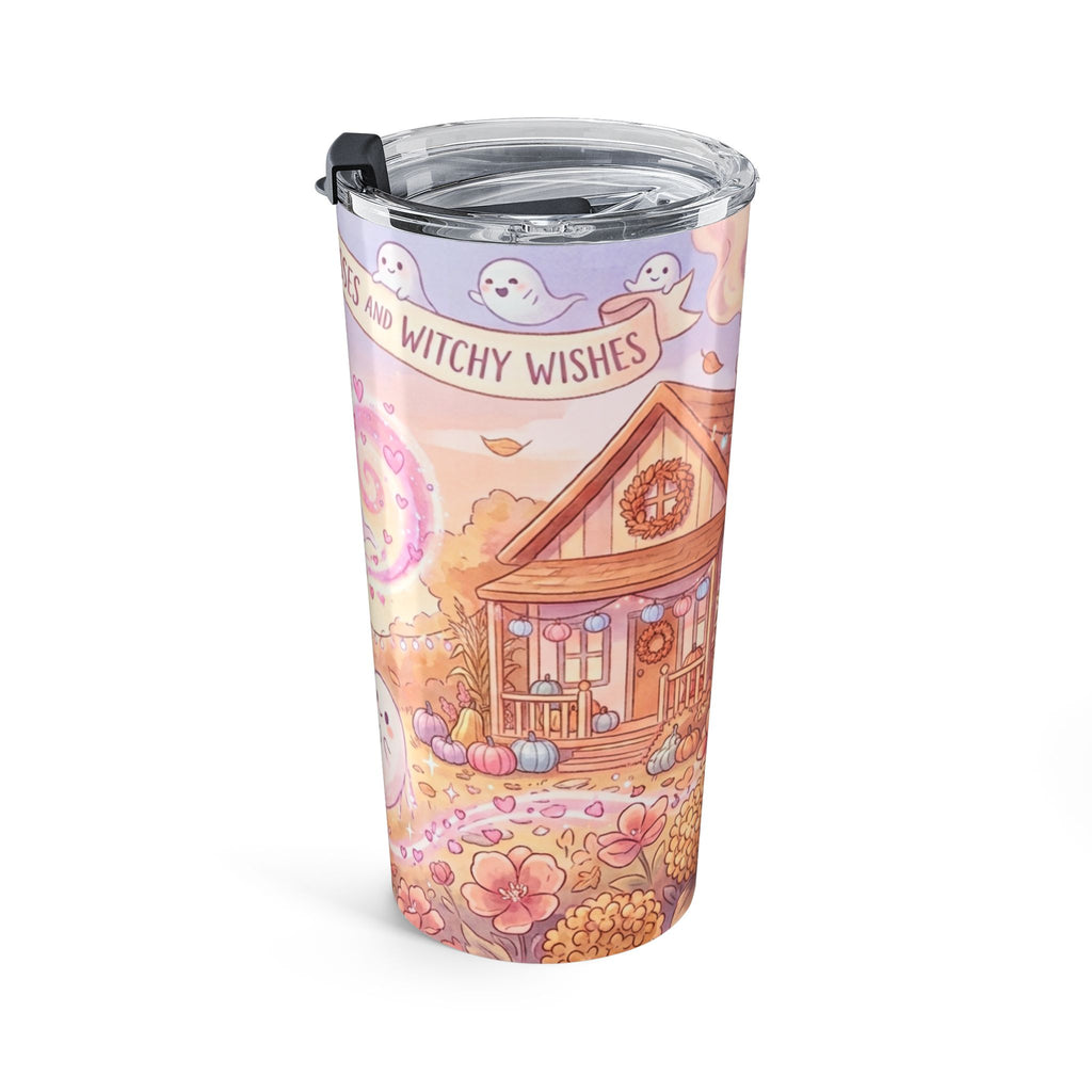 20oz Halloween Tumbler — 'Ghost Kisses and Hugs' Cute Autumn Witch Travel Cup
