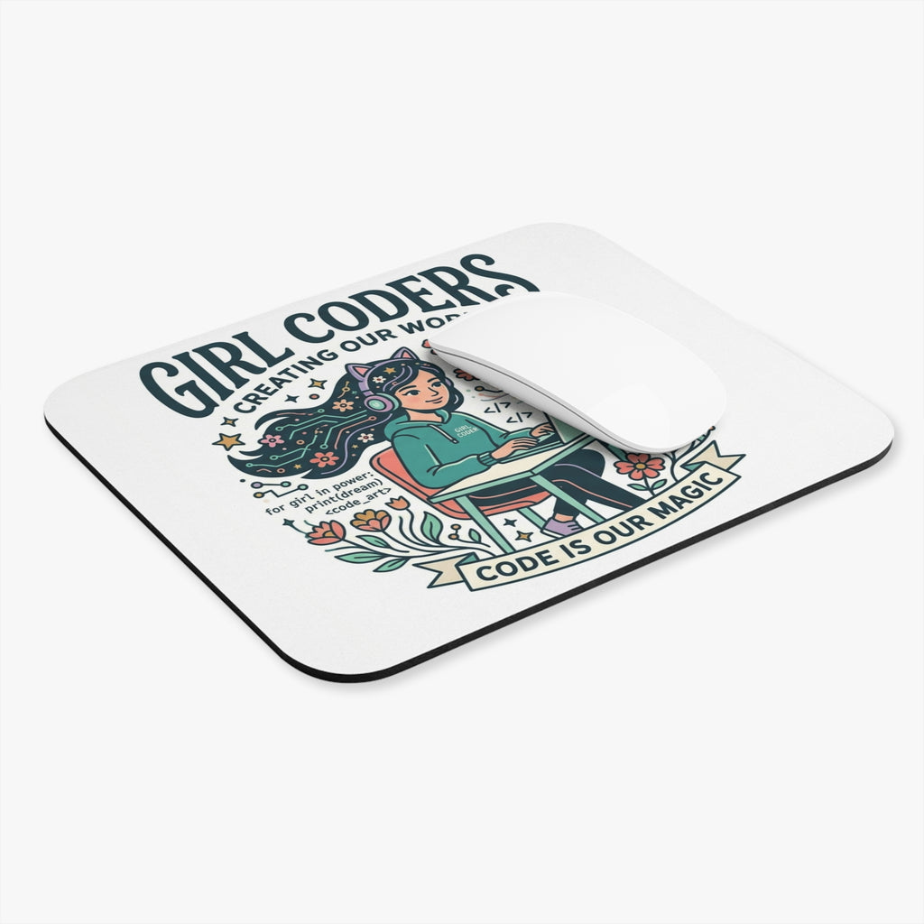 Girl Coders Mouse Pad — "Creating Our Worlds" Inspirational Coding Desk Mat