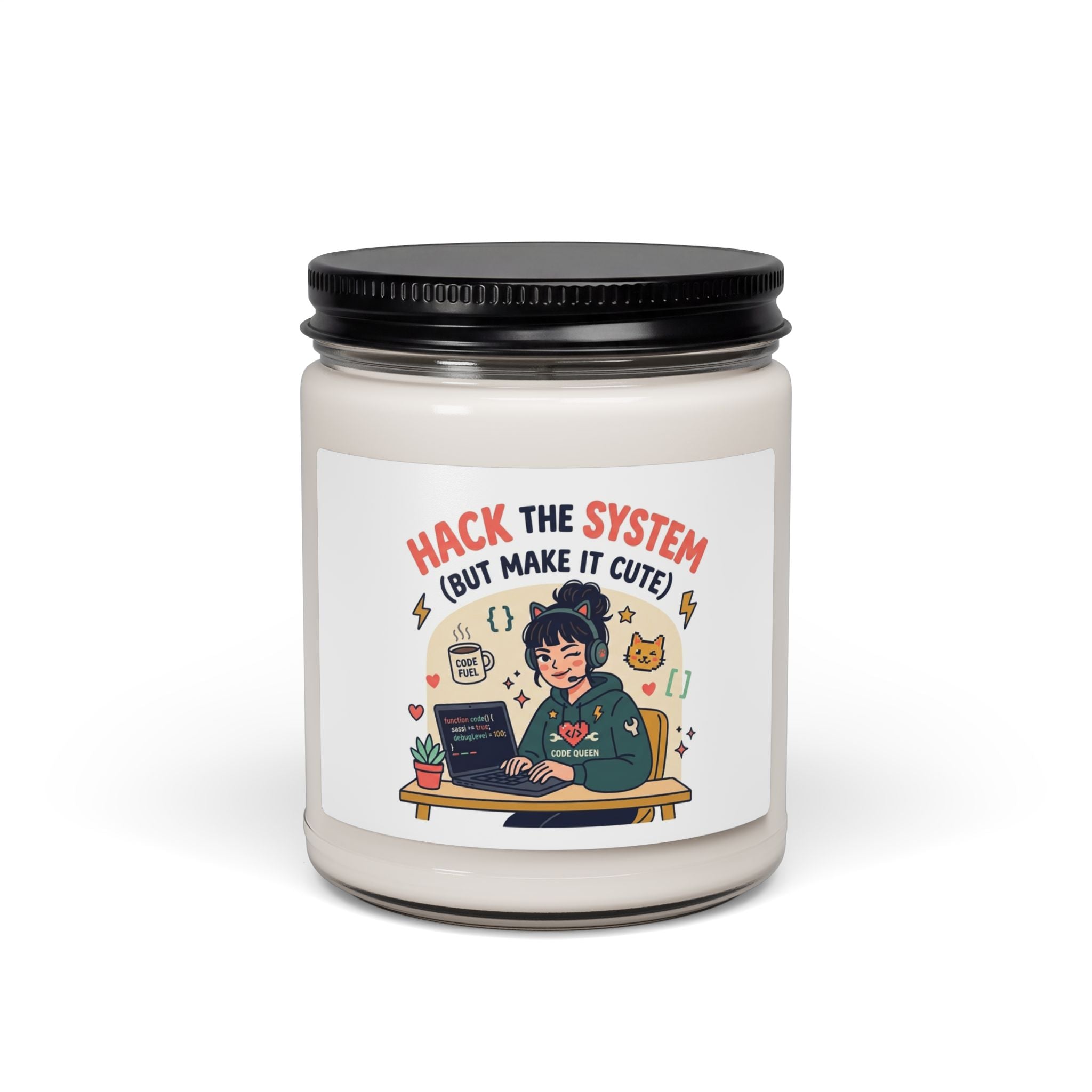 Hack the System Soy Candle — "Hack the System (But Make It Cute)" 9oz Scented Candle for Coders & Nerds