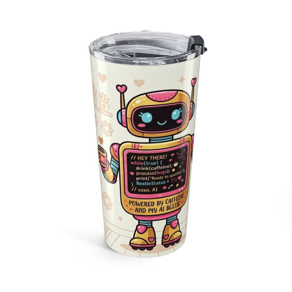 20oz Robot Love Tumbler — Cute Retro Robot Design Travel Mug