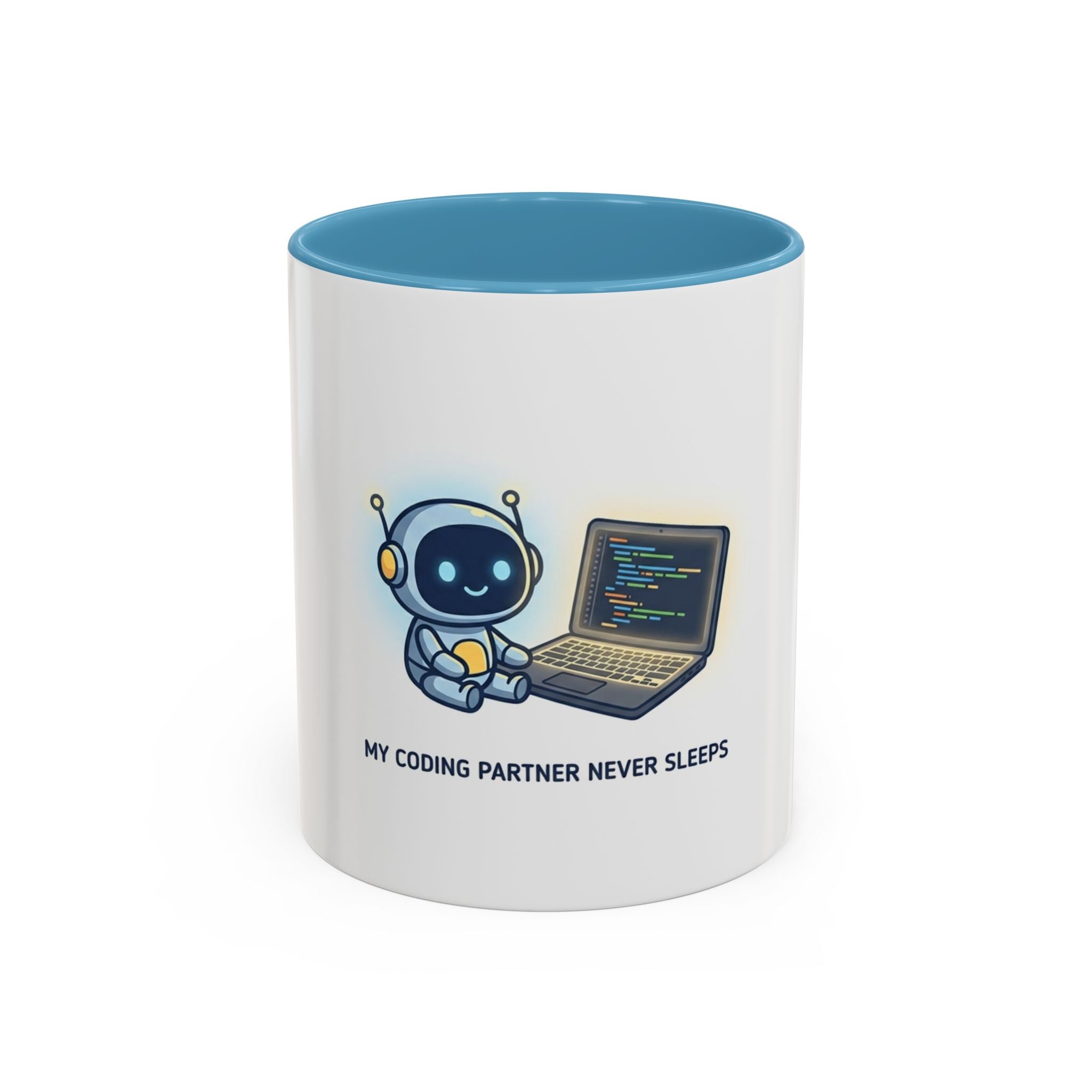 Coding Partner Coffee Mug — "My Coding Partner Never Sleeps" Accent Mug for Programmers