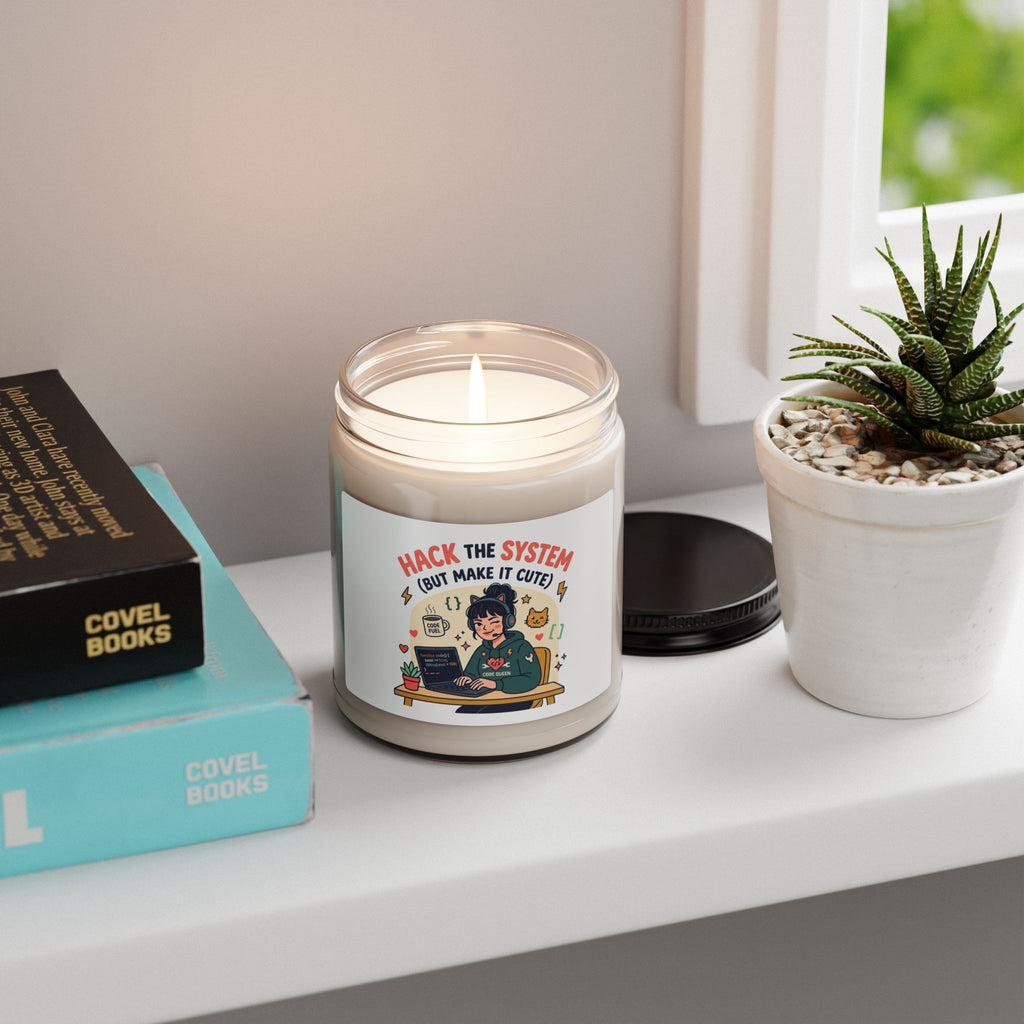 Hack the System Soy Candle — "Hack the System (But Make It Cute)" 9oz Scented Candle for Coders & Nerds