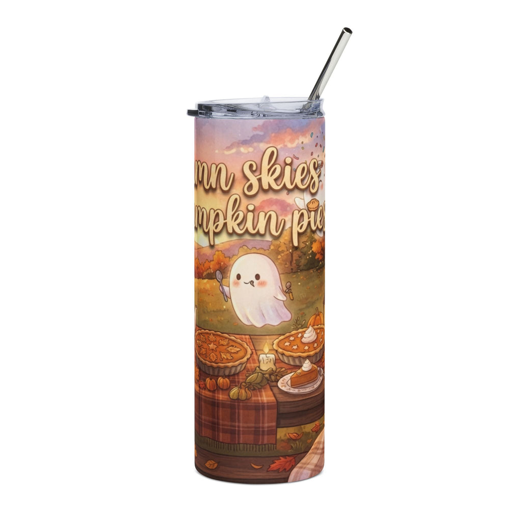 Autumn and Pumpkins 20oz Stainless Tumbler — Cute Fall Ghost Coffee Travel Mug