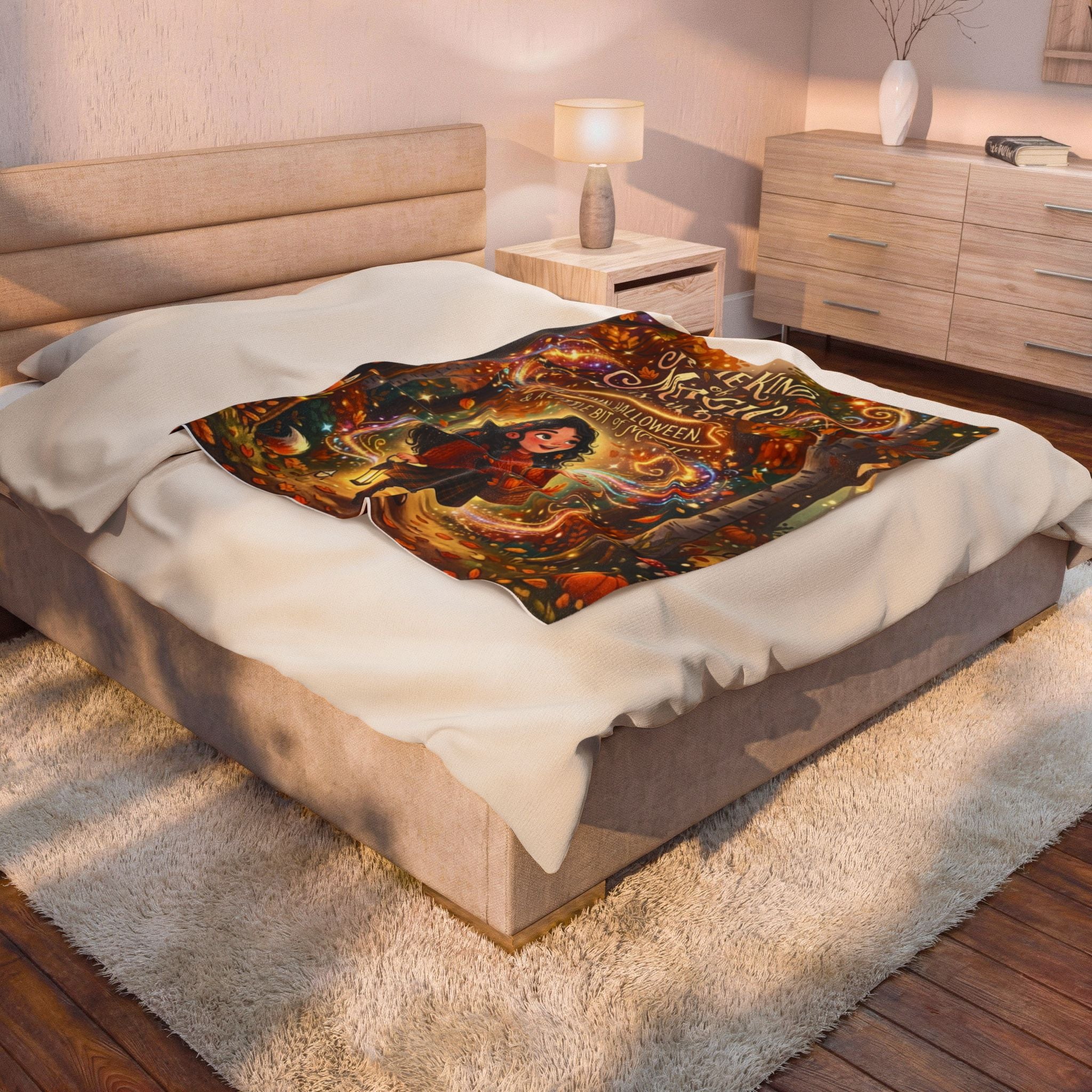 Autumn Magic Plush Blanket — "Some Kind of Magic in the Air" Velveteen Throw