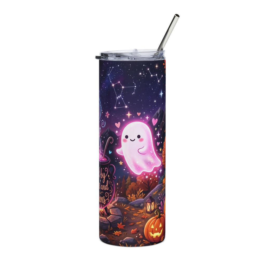 20oz Stainless Tumbler — "Fueled by Caffeine and Cauldrons" Witchy Night Sky Design