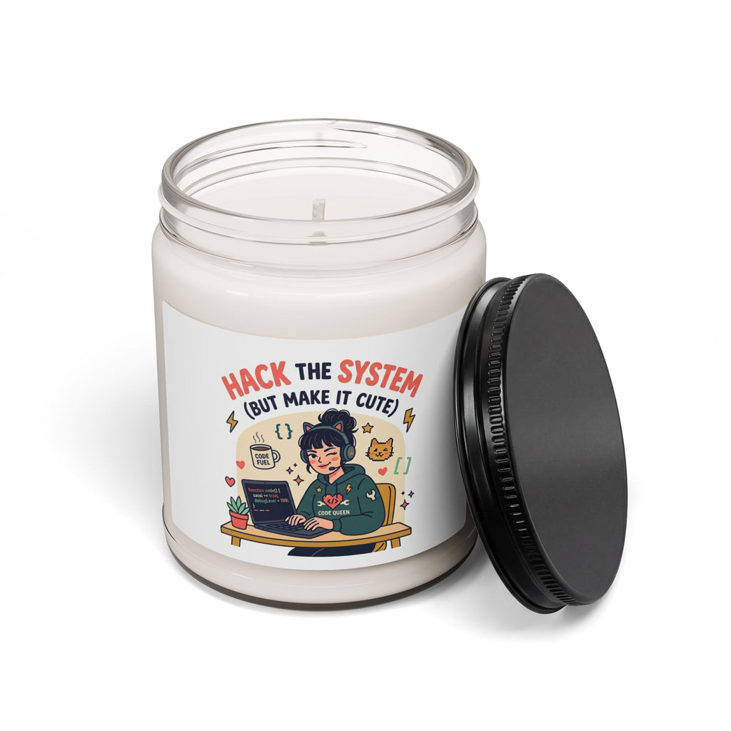 Hack the System Soy Candle — "Hack the System (But Make It Cute)" 9oz Scented Candle for Coders & Nerds