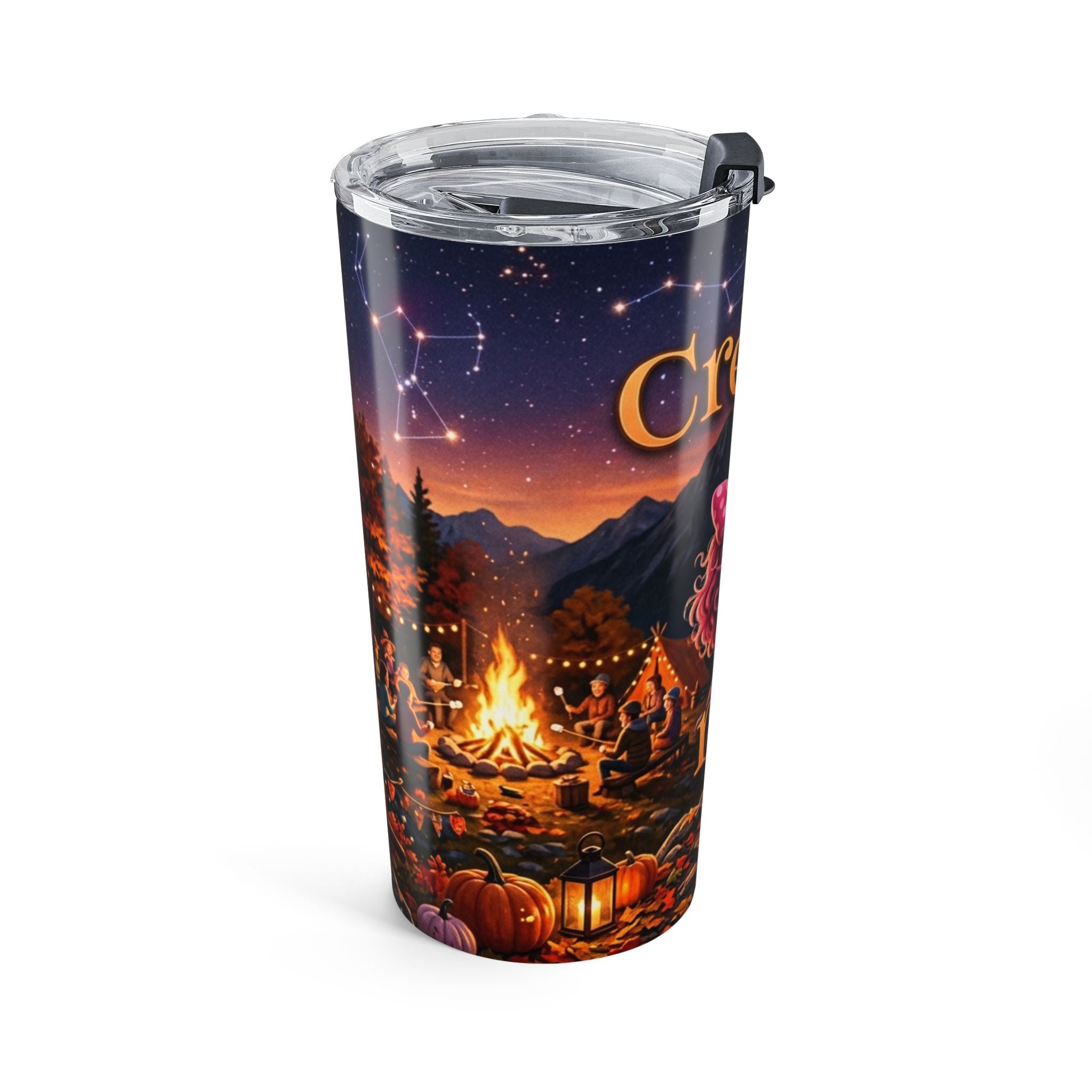Halloween Campfire Tumbler – “Creep It Real” Cute Pumpkin Night Travel Mug
