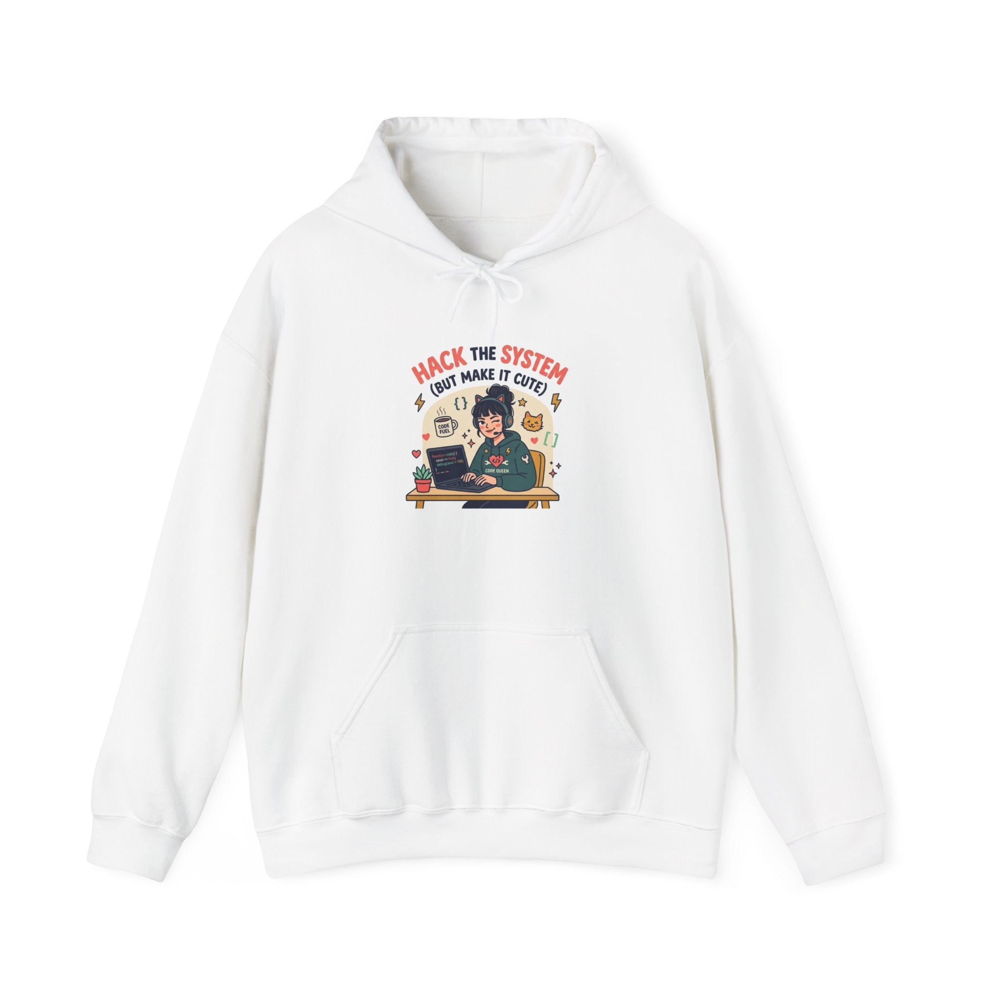 Hoodie — "Hack the System" Cute Hacker Graphic Pullover