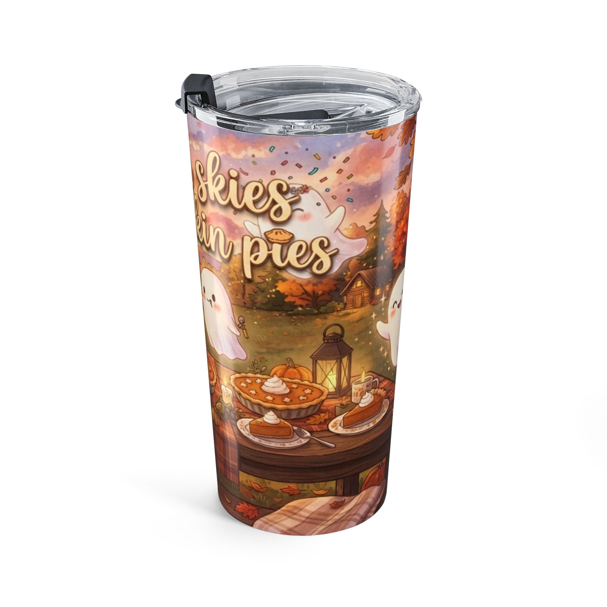 20oz Autumn Skies Pumpkin Spice Tumbler — Cute Ghost Fall Travel Cup