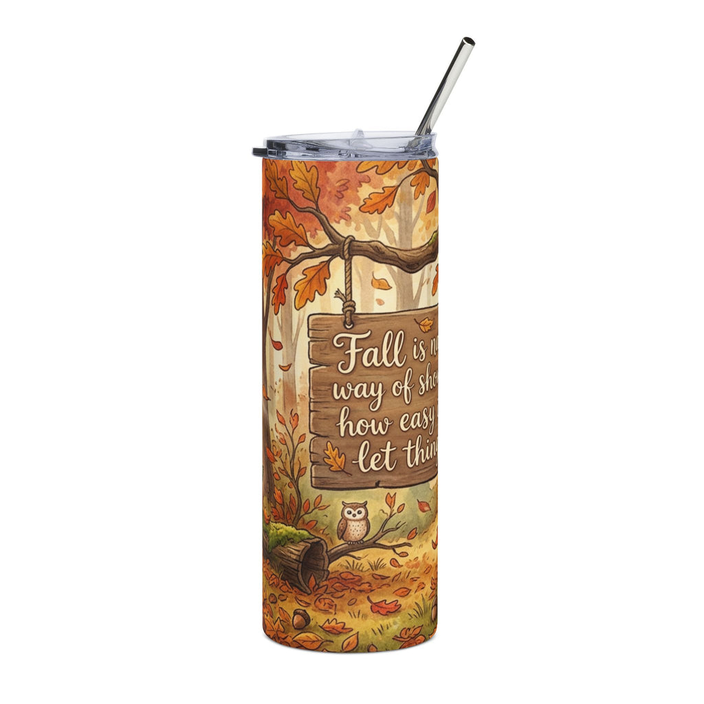 Fall Forest 20oz Stainless Tumbler – Autumn Fox & Owl Scenic Travel Mug