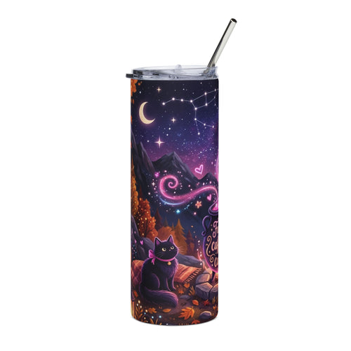 20oz Stainless Tumbler — "Fueled by Caffeine and Cauldrons" Witchy Night Sky Design