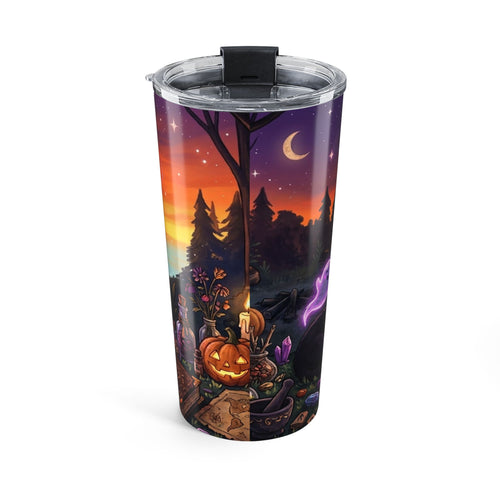Halloween Magic Tumbler 20oz — 'First I drink the coffee, then I cast the spells' Insulated Travel Cup