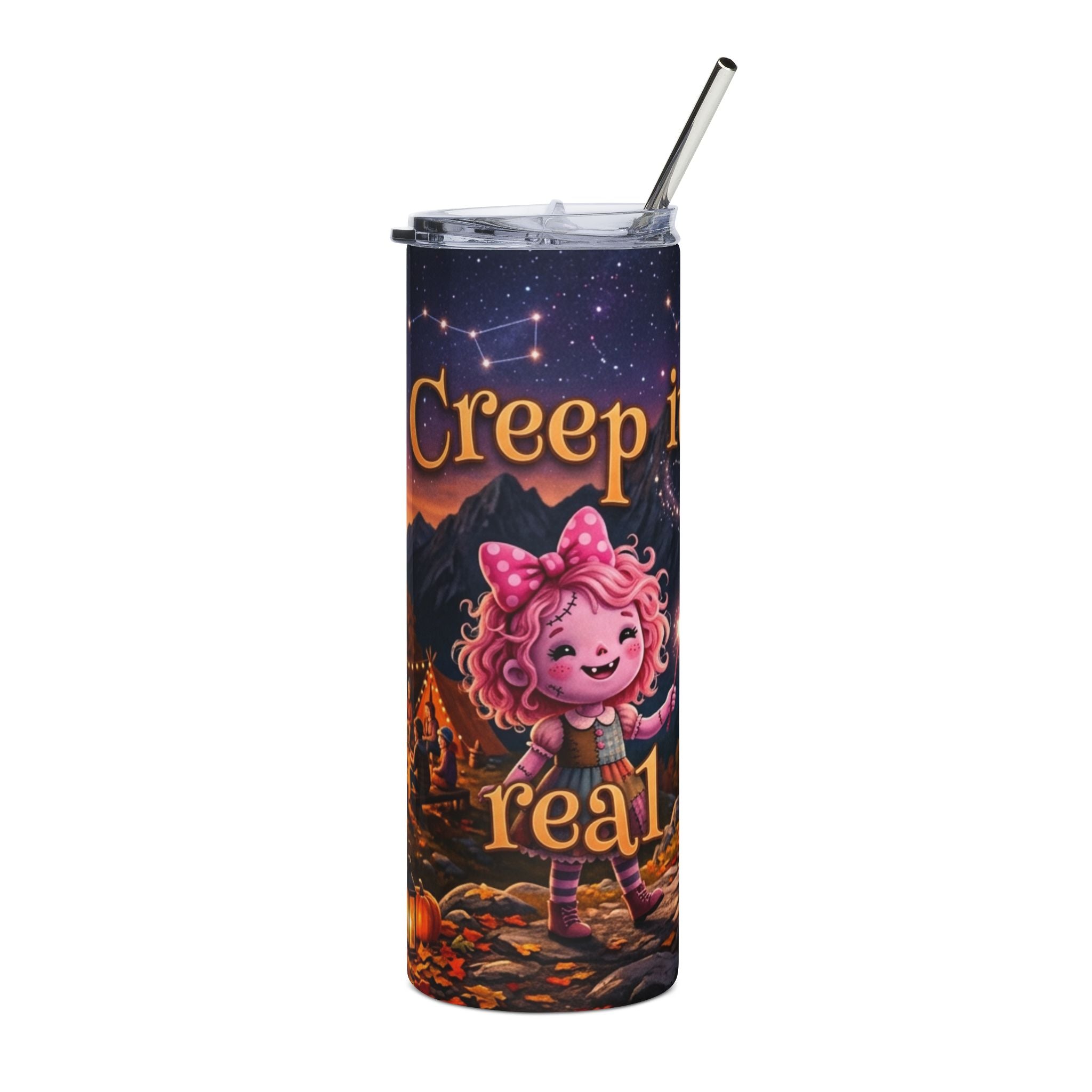 Halloween Campfire Tumbler — “Creep It Real” 20oz Stainless Steel Travel Cup