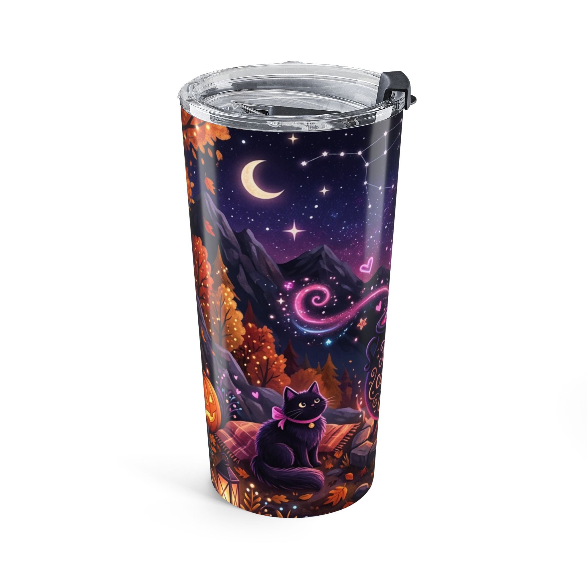 20oz Halloween Tumbler — "Fueled by Caffeine and Cauldrons" Autumn Witch Travel Mug