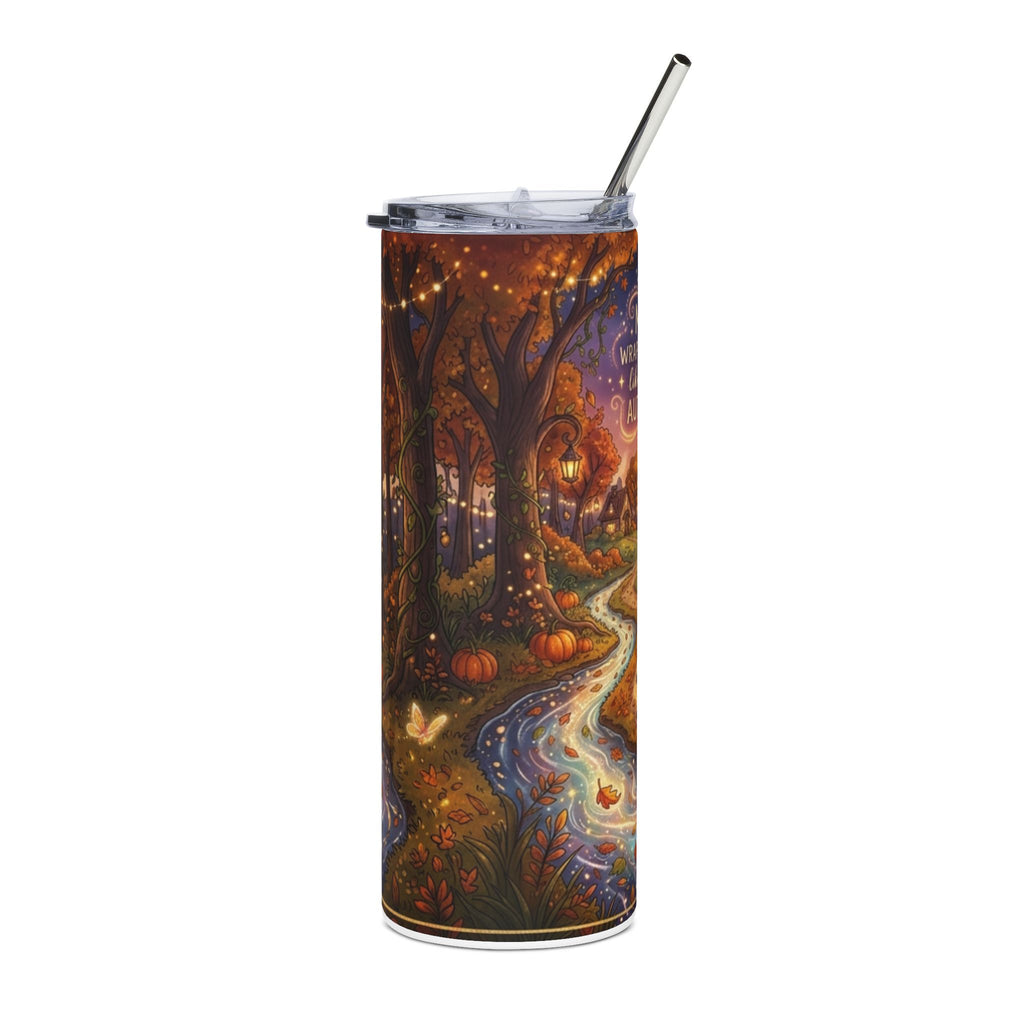 Autumn Magic Tumbler — 20oz Ghost & Black Cat Stainless Steel Travel Cup