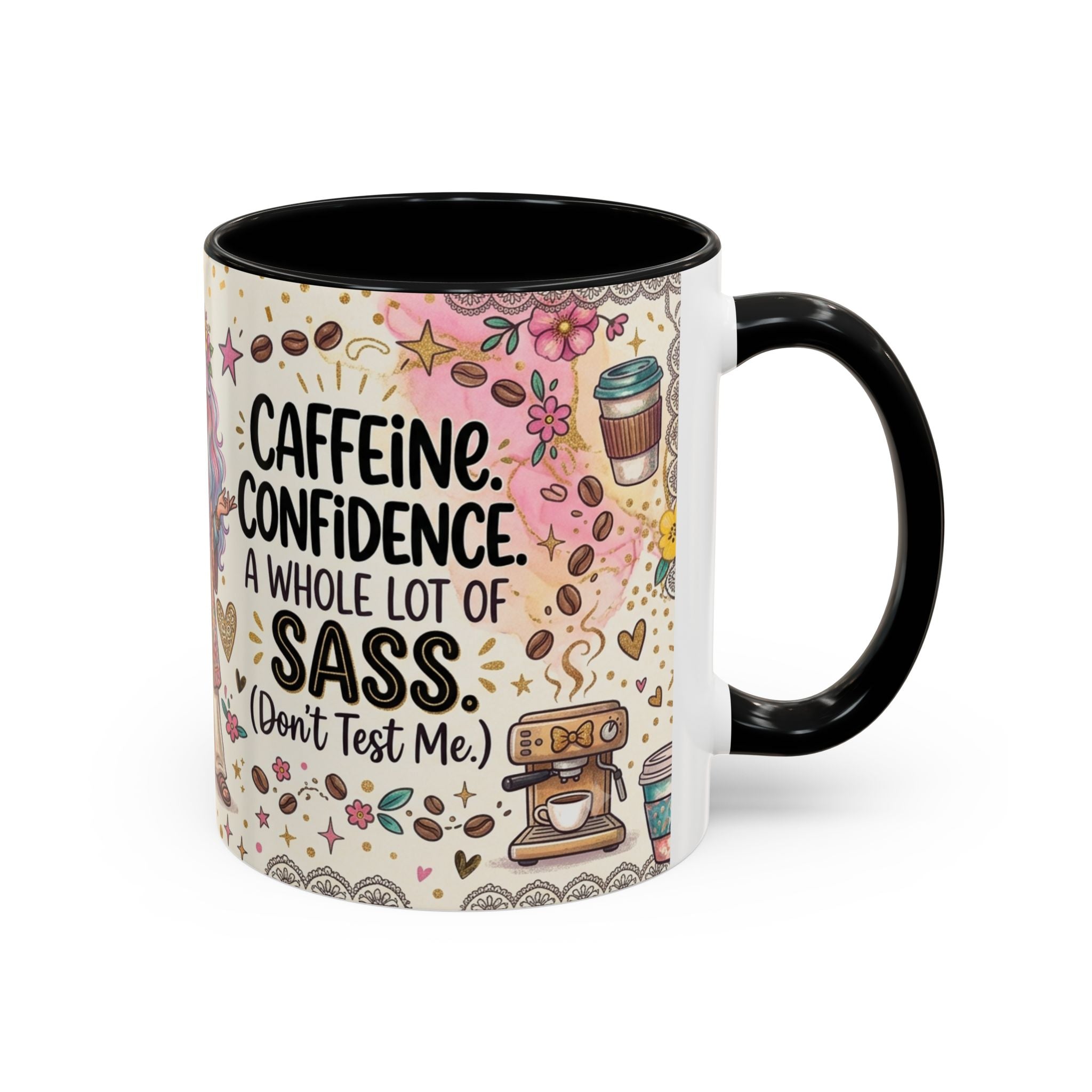 Caffeine, Confidence & Sass Accent Coffee Mug — 11/15oz
