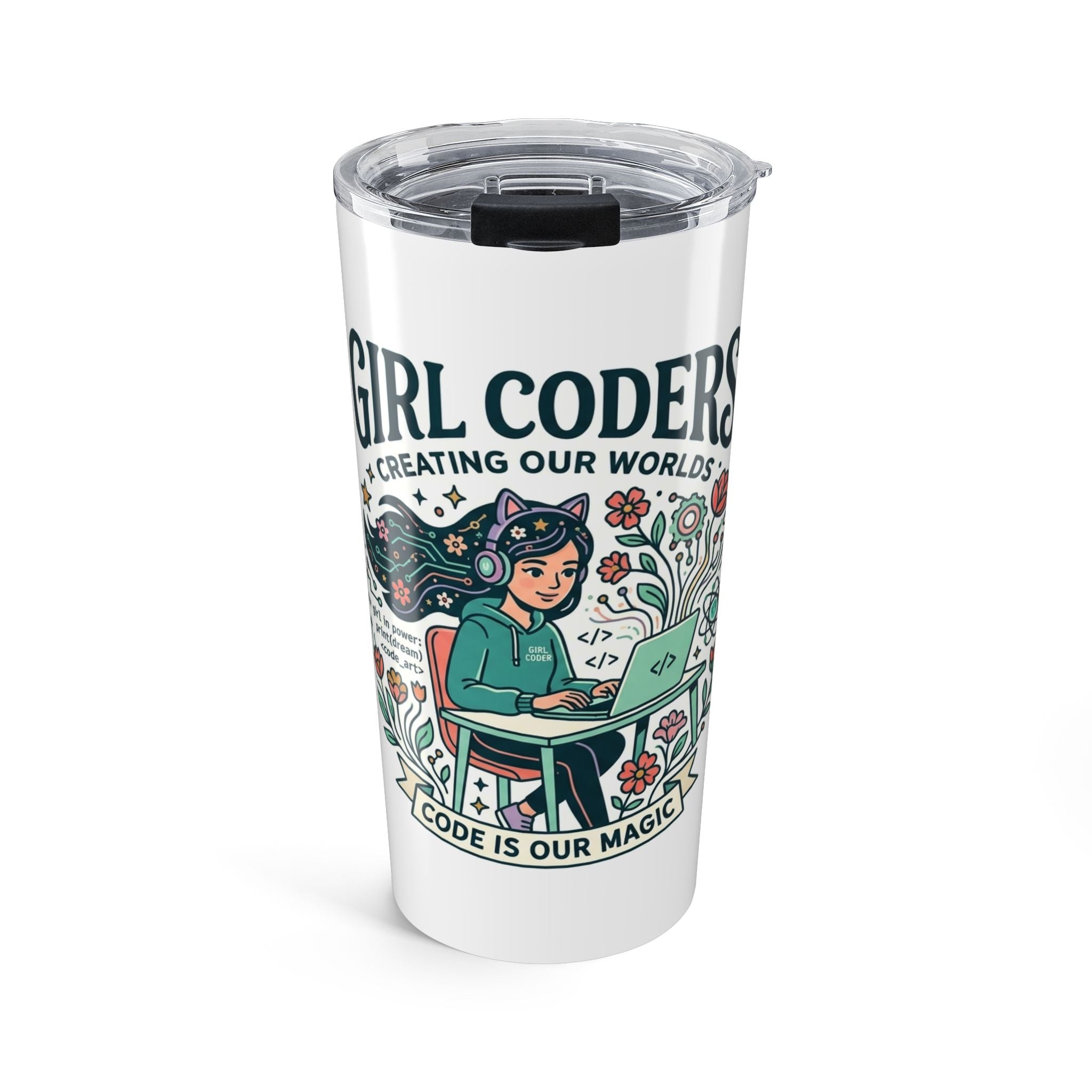 Girl Coders 20oz Tumbler – 'Creating Our Worlds' Inspirational Programming Travel Mug