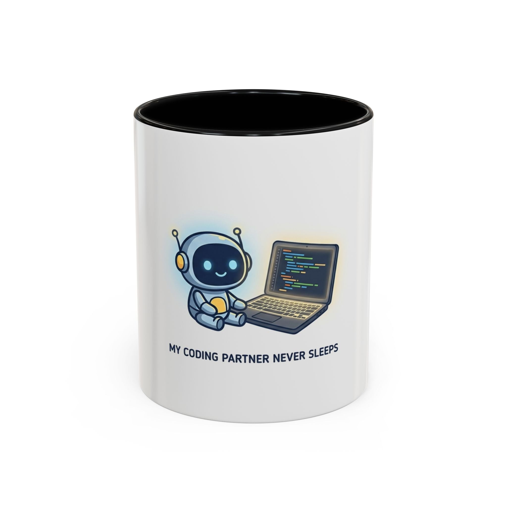 Coding Partner Coffee Mug — "My Coding Partner Never Sleeps" Accent Mug for Programmers