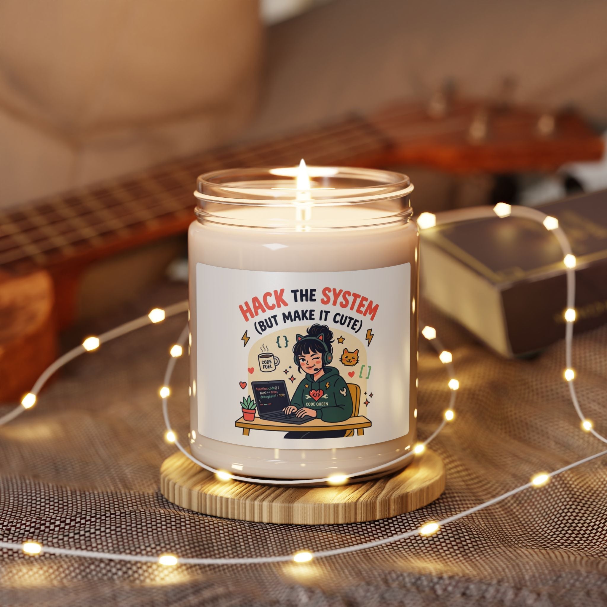 Hack the System Soy Candle — "Hack the System (But Make It Cute)" 9oz Scented Candle for Coders & Nerds