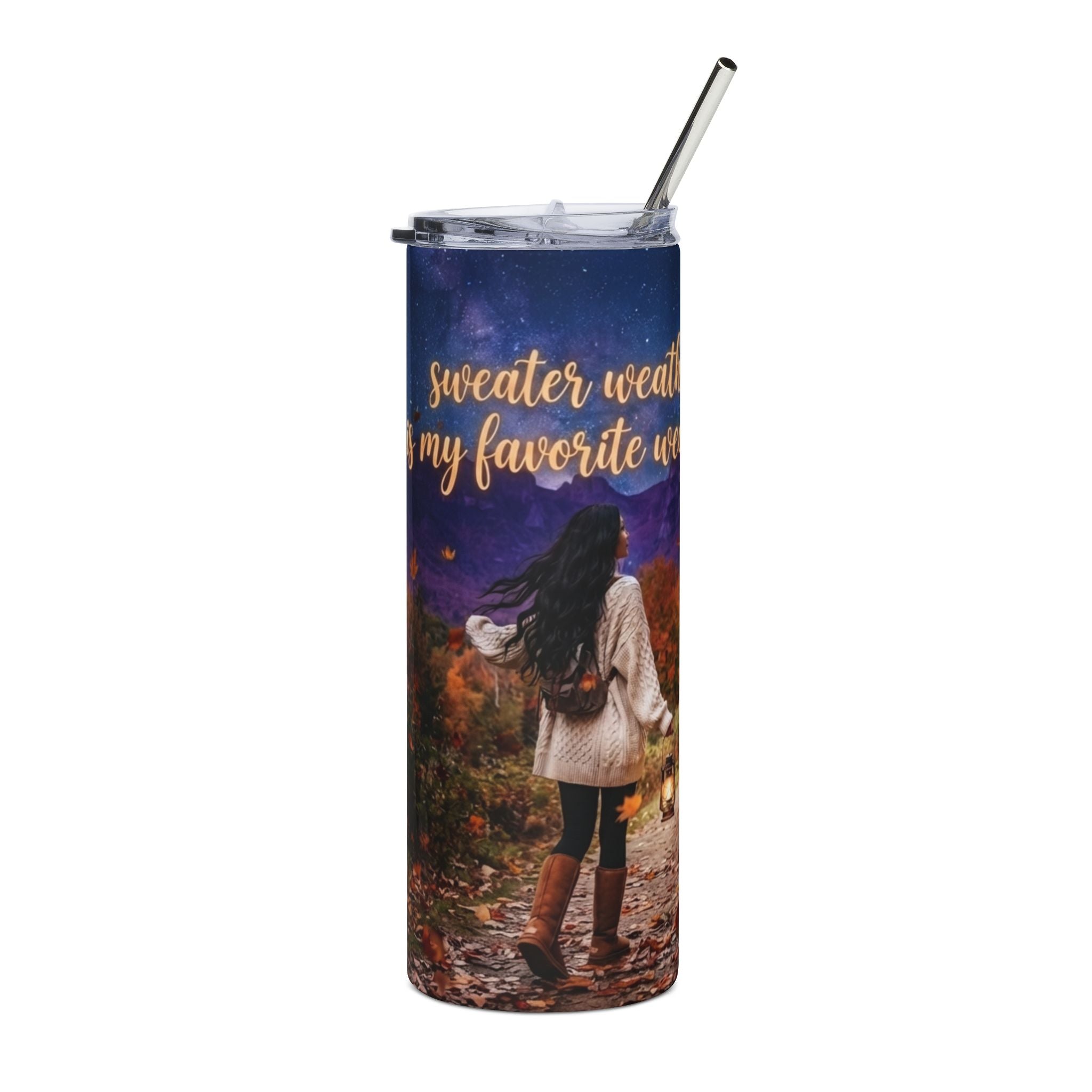 20oz Fall Tumbler — “Sweater Weather Is My Favorite” Stainless Steel Travel Cup