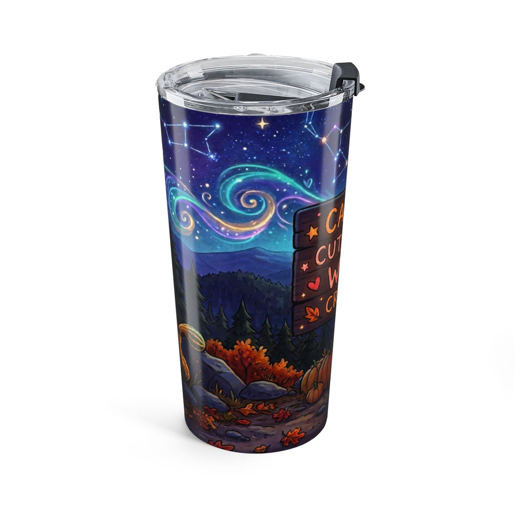 20oz Halloween Tumbler — "Caution Cute Little Witch Crossing" Stainless Travel Mug