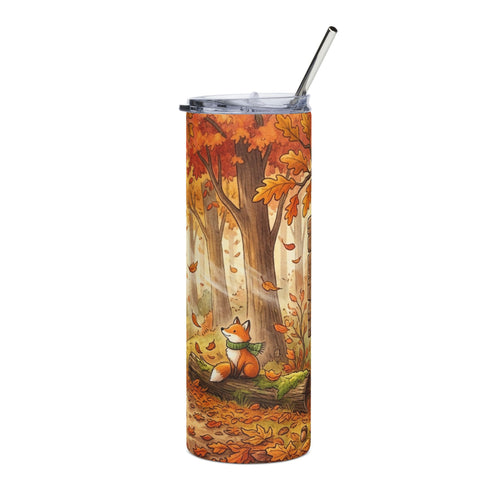 Fall Forest 20oz Stainless Tumbler – Autumn Fox & Owl Scenic Travel Mug