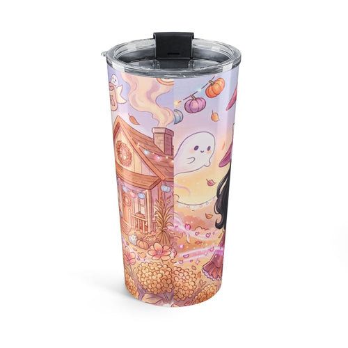 20oz Halloween Tumbler — 'Ghost Kisses and Hugs' Cute Autumn Witch Travel Cup