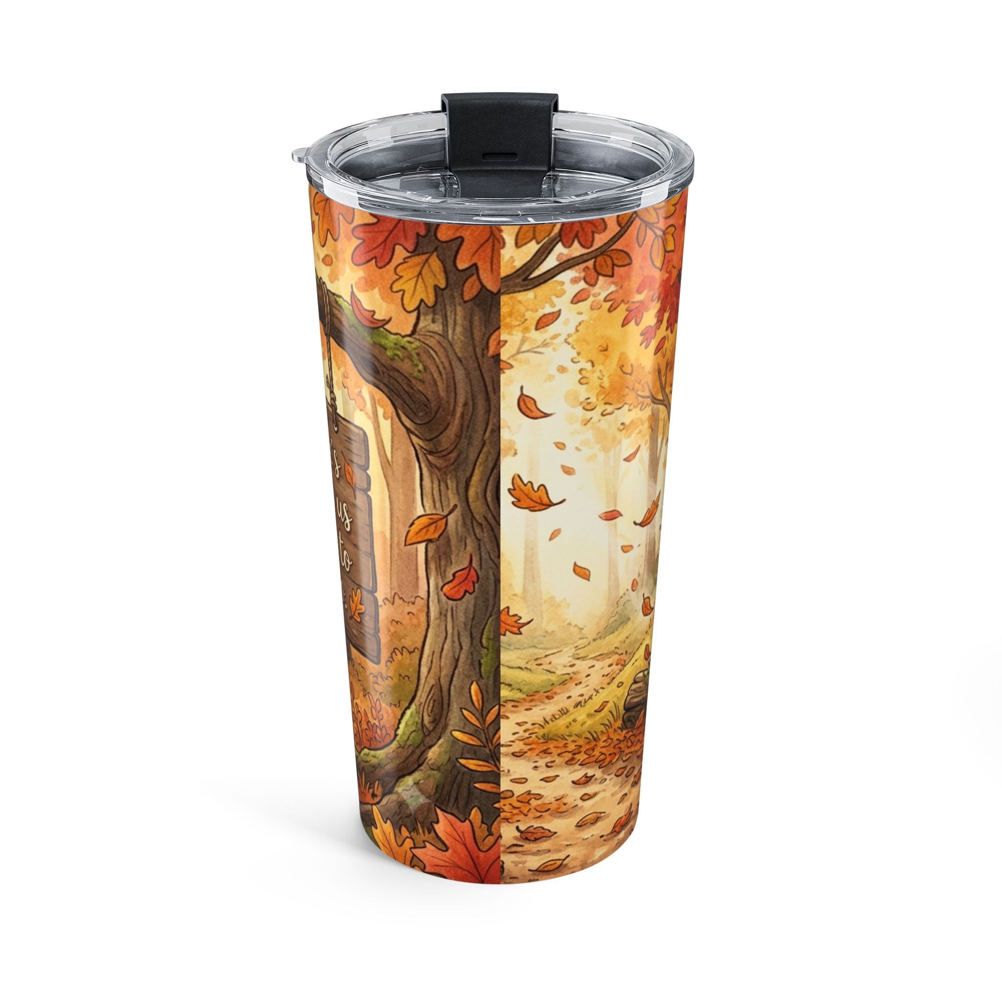 Autumn Forest 20oz Tumbler — Fall Leaves & 'Fall is a Way of Letting Go' Travel Mug