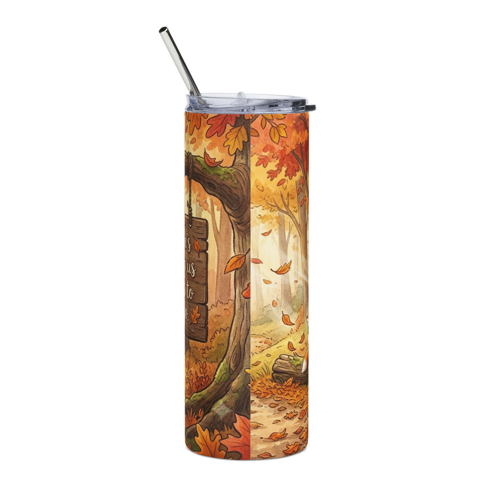 Fall Forest 20oz Stainless Tumbler – Autumn Fox & Owl Scenic Travel Mug