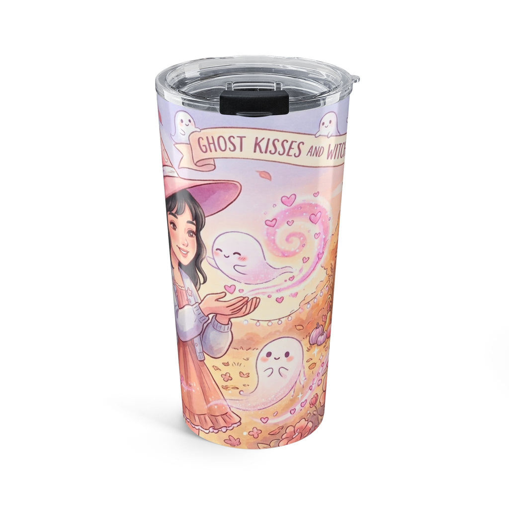 20oz Halloween Tumbler — 'Ghost Kisses and Hugs' Cute Autumn Witch Travel Cup