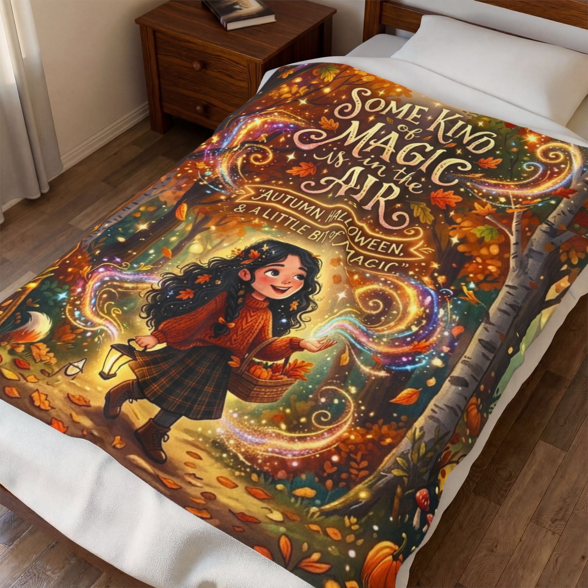 Autumn Magic Plush Blanket — "Some Kind of Magic in the Air" Velveteen Throw