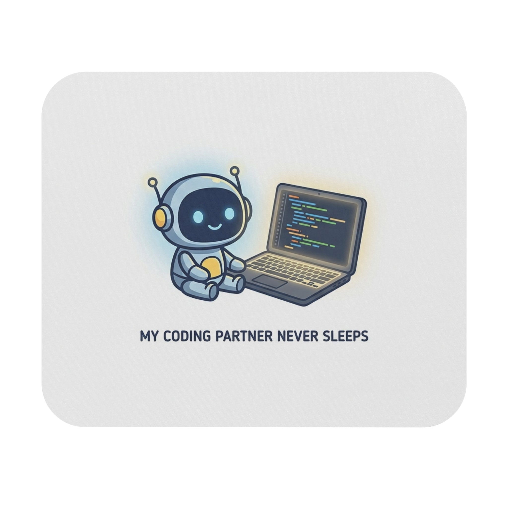 Coding Partner Mouse Pad — 'My Coding Partner Never Sleeps' Desk Mat for Programmers