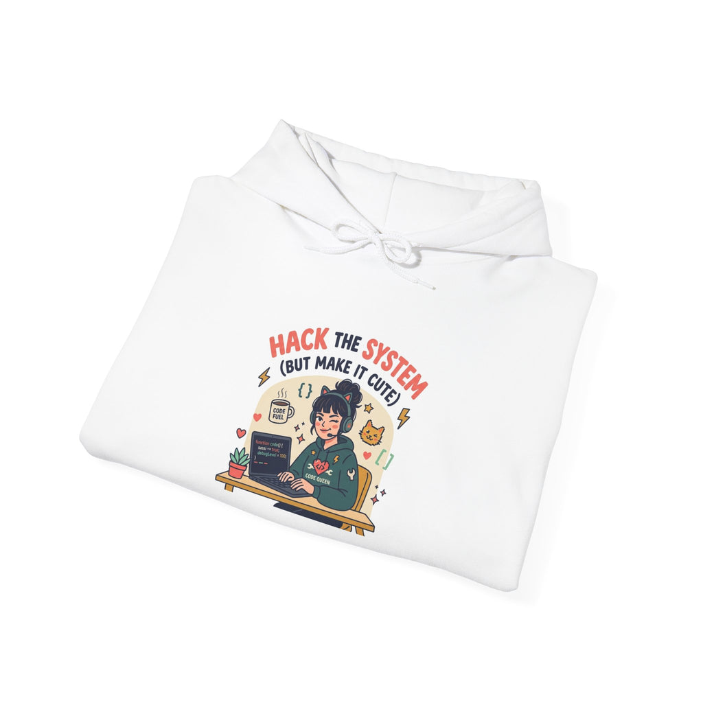 Hoodie — "Hack the System" Cute Hacker Graphic Pullover