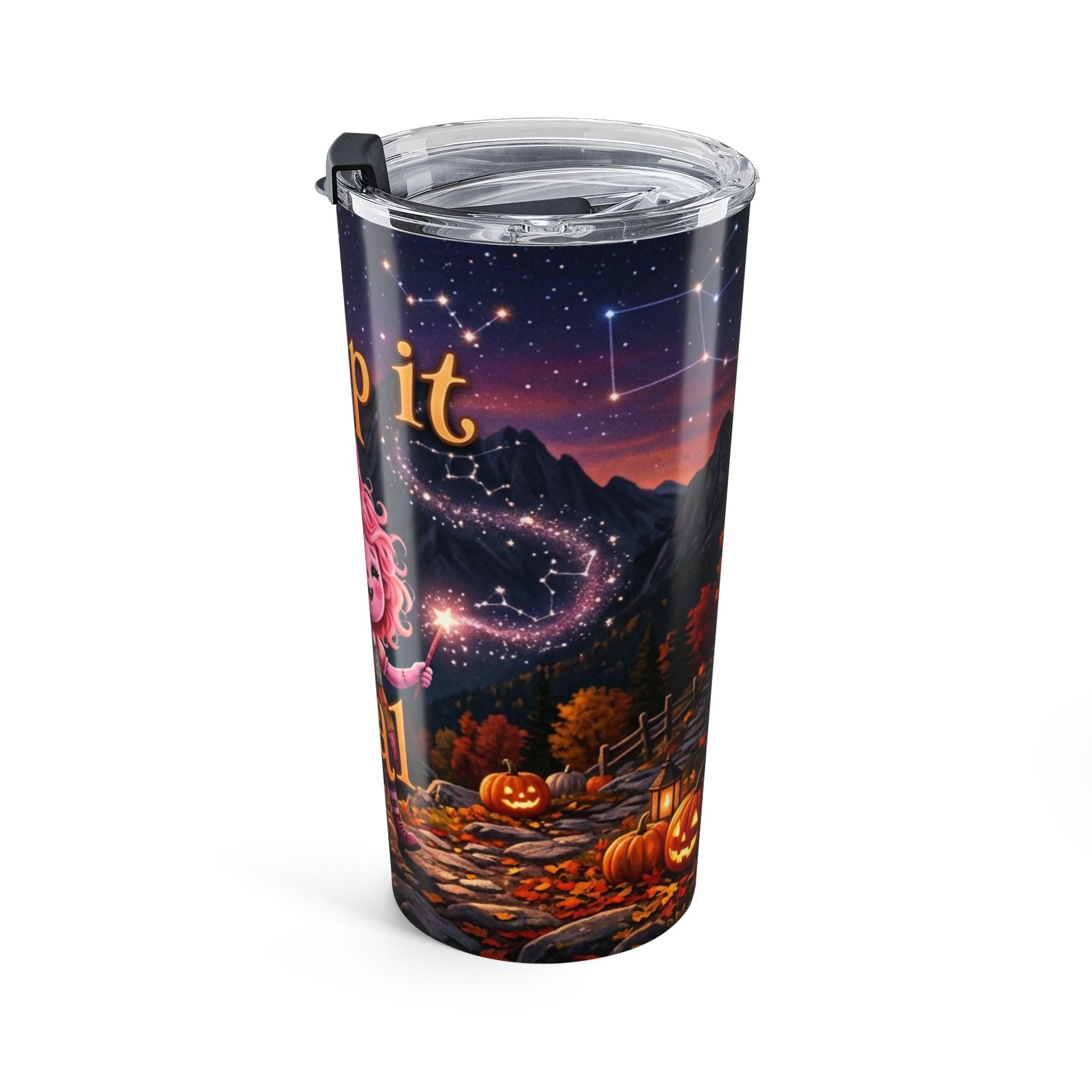 Halloween Campfire Tumbler – “Creep It Real” Cute Pumpkin Night Travel Mug