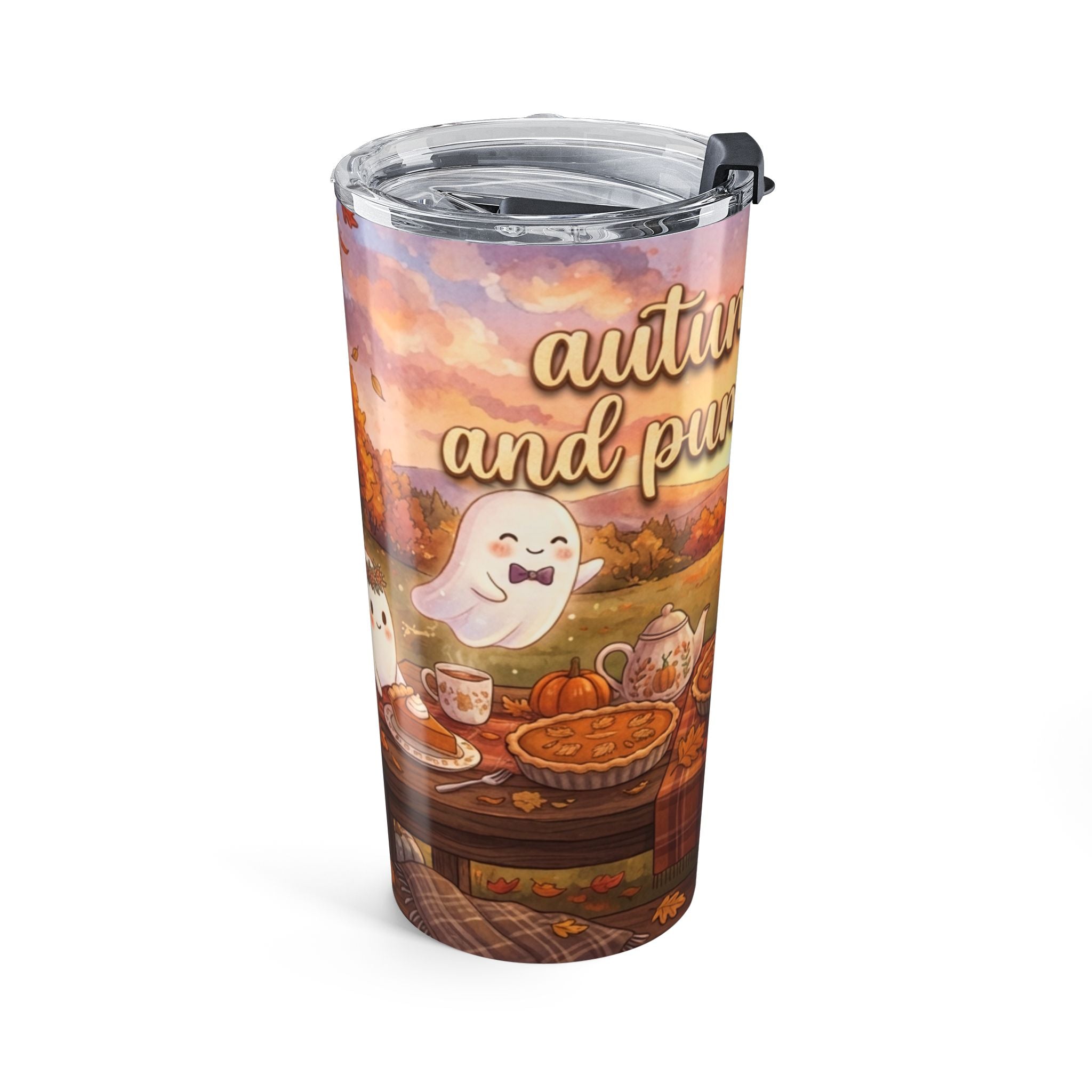 20oz Autumn Skies Pumpkin Spice Tumbler — Cute Ghost Fall Travel Cup