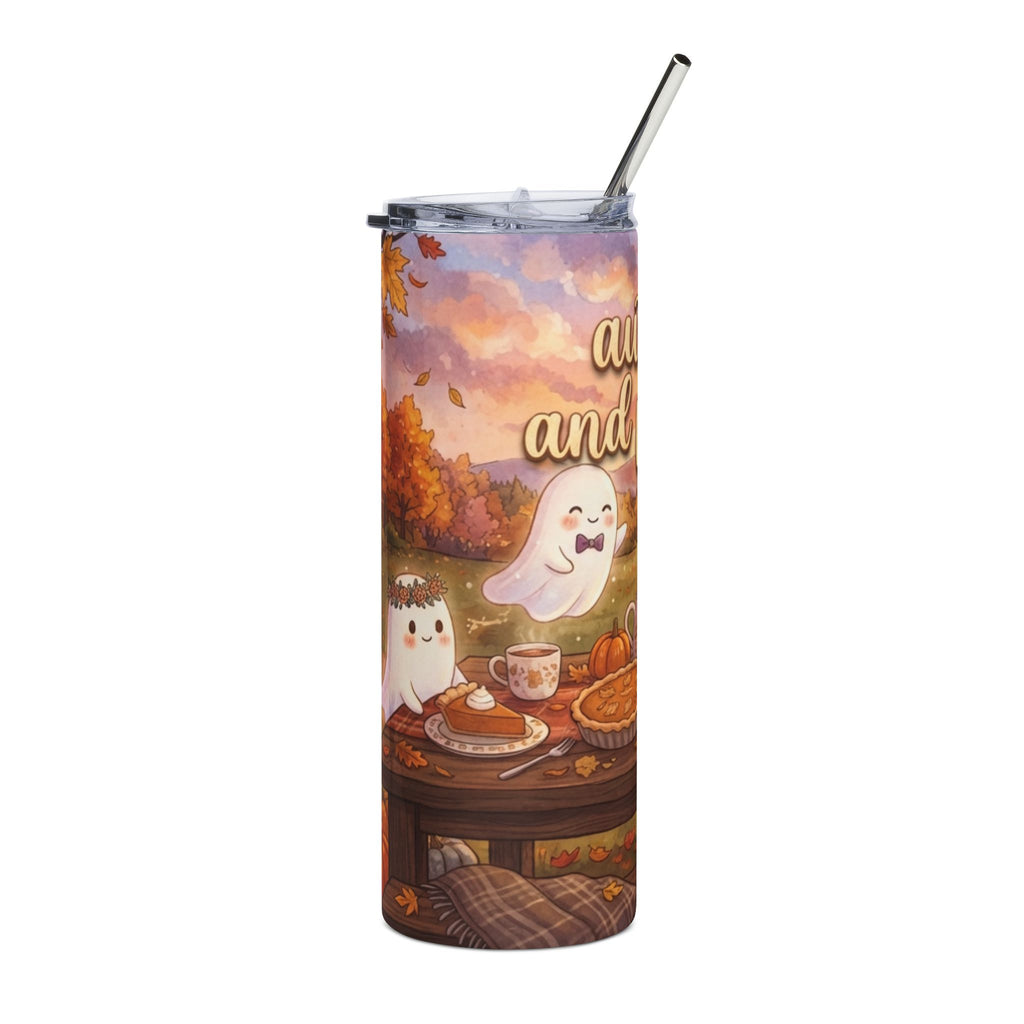 Autumn and Pumpkins 20oz Stainless Tumbler — Cute Fall Ghost Coffee Travel Mug