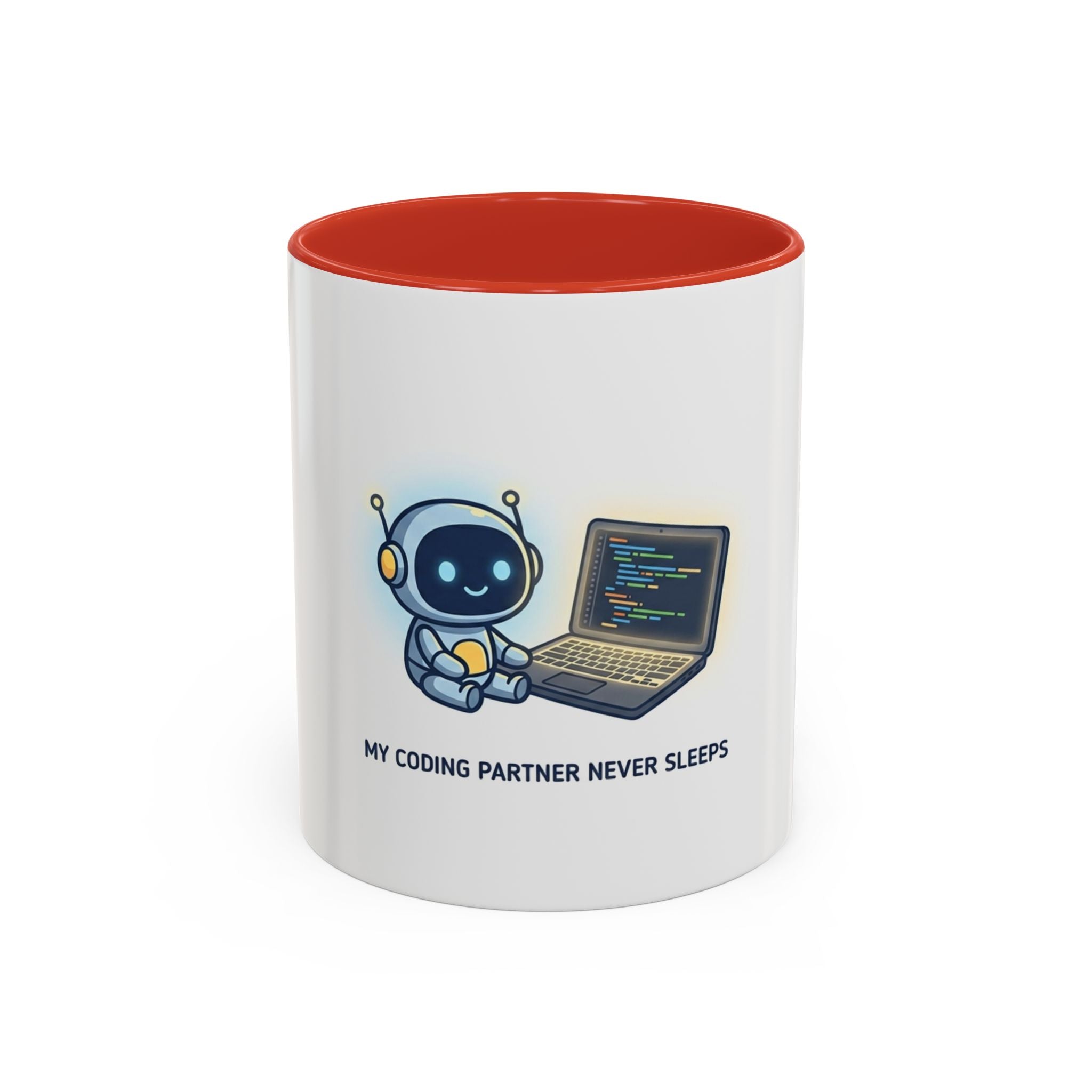 Coding Partner Coffee Mug — "My Coding Partner Never Sleeps" Accent Mug for Programmers