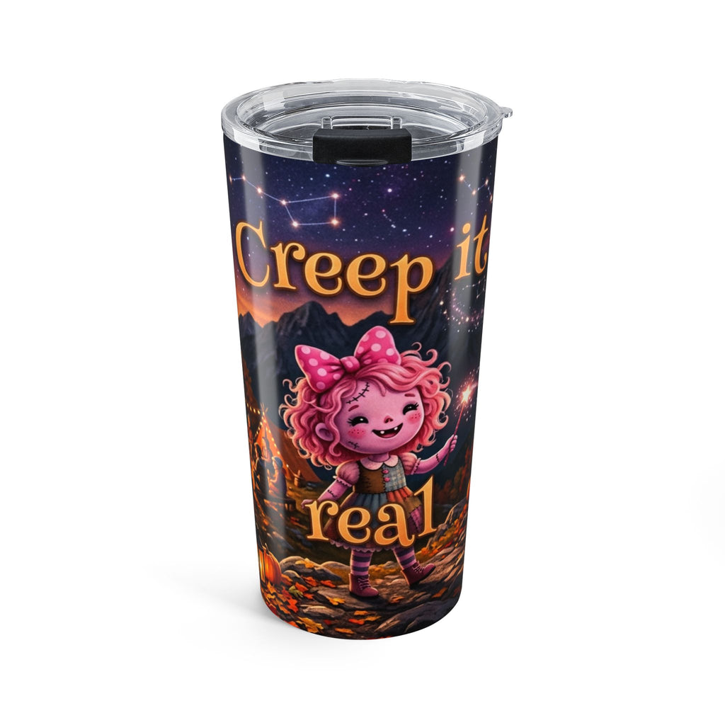 Halloween Campfire Tumbler – “Creep It Real” Cute Pumpkin Night Travel Mug