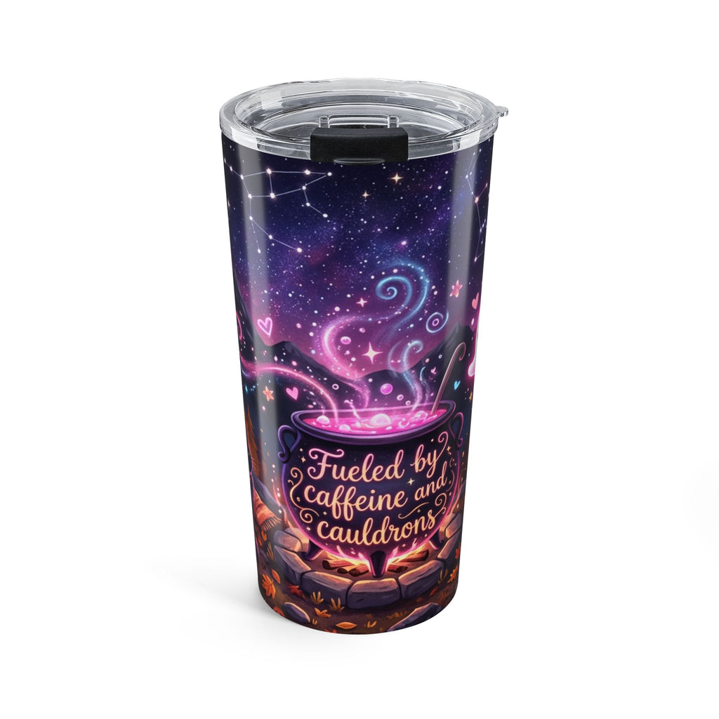 20oz Halloween Tumbler — "Fueled by Caffeine and Cauldrons" Autumn Witch Travel Mug