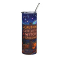 Cute Little Witch Crossing 20oz Stainless Steel Tumbler — Halloween Pumpkin Night Sky Design